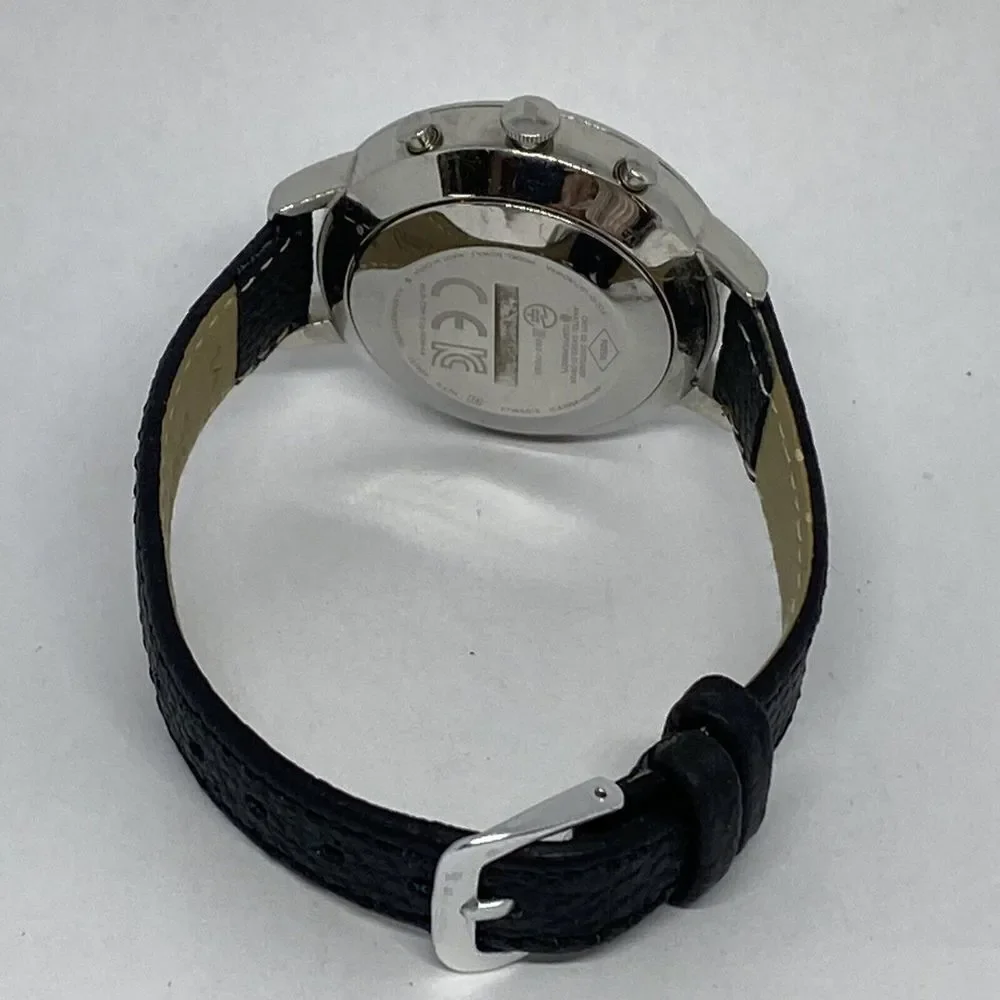 Fossil FTW5019 Women's Black Leather Silver Analog Dial Hybrid Smart Watch XX811